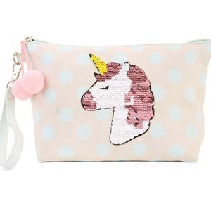 NO BOUNDARIES Unicorn Flip Sequin Wristlet Pouch